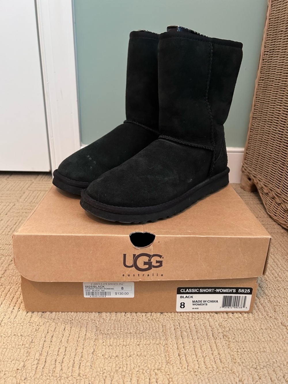 UGG Classic Short Boots in Black Suede